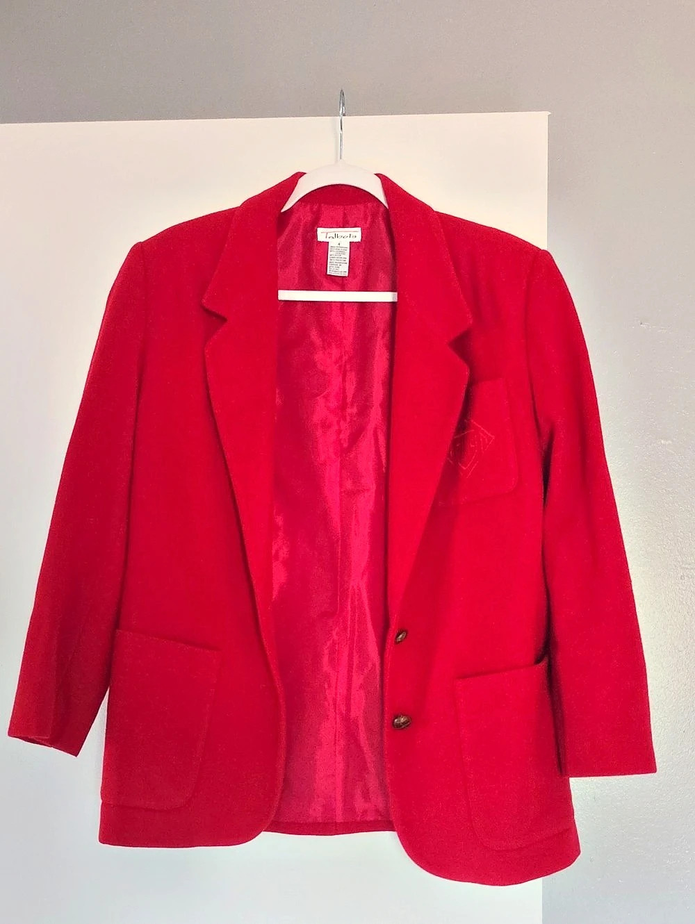 Talbots Vintage Wool Cashmere Blend Red Blazer Size 4